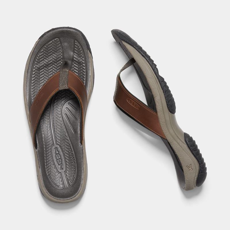 Buy Keen Kona Flip Premium Mens Flip Flops Brown/Grey (7260-JXFKN)